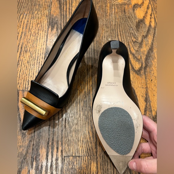 Stuart Weitzman black leather heels - Picture 2 of 9
